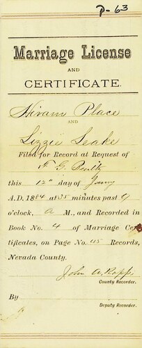Click to see DR 6 P-63 of Marriage Certificates (DR 6 P)