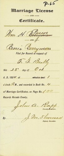 Click to see DR 6 P-65 of Marriage Certificates (DR 6 P)