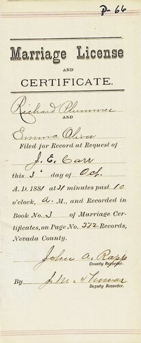 Click to see DR 6 P-66 of Marriage Certificates (DR 6 P)