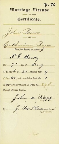 Click to see DR 6 P-70 of Marriage Certificates (DR 6 P)