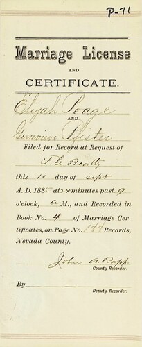 Click to see DR 6 P-71 of Marriage Certificates (DR 6 P)