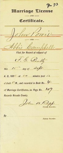 Click to see DR 6 P-73 of Marriage Certificates (DR 6 P)
