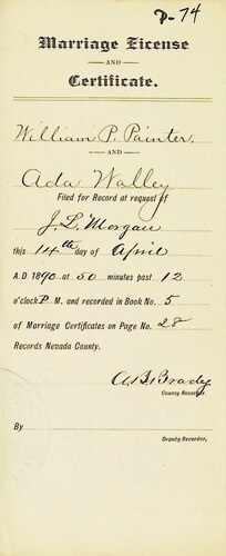 Click to see DR 6 P-74 of Marriage Certificates (DR 6 P)
