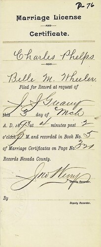 Click to see DR 6 P-76 of Marriage Certificates (DR 6 P)