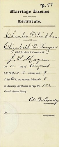 Click to see DR 6 P-77 of Marriage Certificates (DR 6 P)