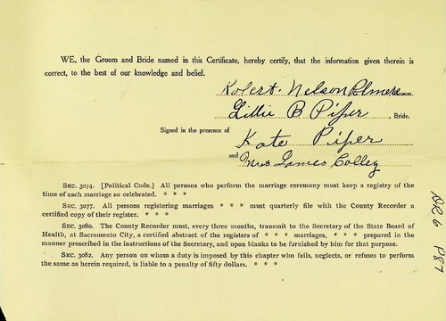 Click to see DR 6 P-87 of Marriage Certificates (DR 6 P)
