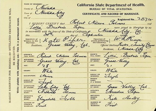 Click to see DR 6 P-87 of Marriage Certificates (DR 6 P)