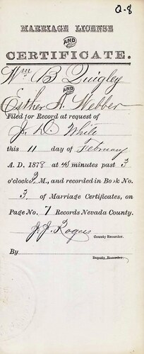 Click to see DR 6 Q-8 of Marriage Certificates (DR 6 Q)