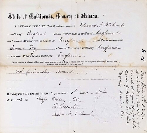 Click to see DR 6 R-18 of Marriage Certificates (DR 6 R)