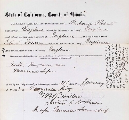 Click to see DR 6 R-26 of Marriage Certificates (DR 6 R)