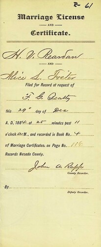 Click to see DR 6 R-61 of Marriage Certificates (DR 6 R)