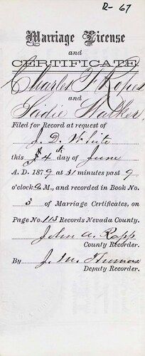 Click to see DR 6 R-67 of Marriage Certificates (DR 6 R)