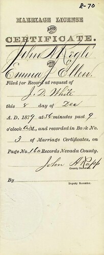 Click to see DR 6 R-70 of Marriage Certificates (DR 6 R)