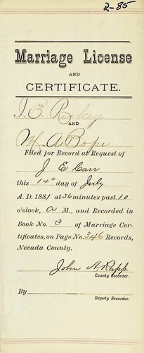 Click to see DR 6 R-85 of Marriage Certificates (DR 6 R)