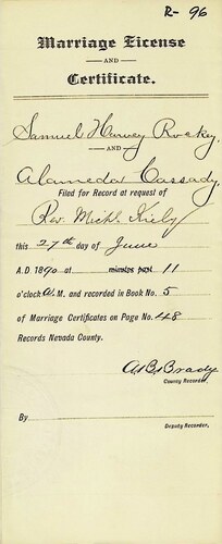 Click to see DR 6 R-96 of Marriage Certificates (DR 6 R)