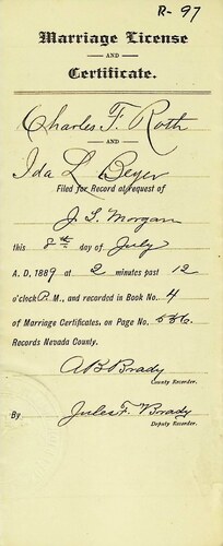 Click to see DR 6 R-97 of Marriage Certificates (DR 6 R)