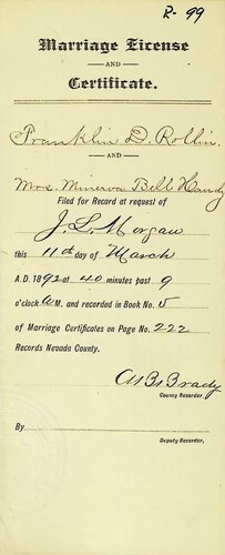 Click to see DR 6 R-99 of Marriage Certificates (DR 6 R)