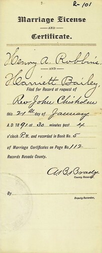 Click to see DR 6 R-101 of Marriage Certificates (DR 6 R)