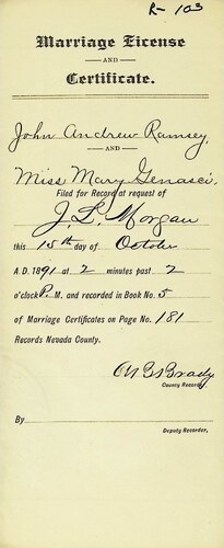 Click to see DR 6 R-103 of Marriage Certificates (DR 6 R)