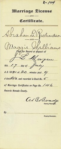 Click to see DR 6 R-104 of Marriage Certificates (DR 6 R)