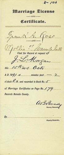 Click to see DR 6 R-106 of Marriage Certificates (DR 6 R)