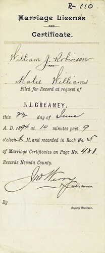 Click to see DR 6 R-110 of Marriage Certificates (DR 6 R)