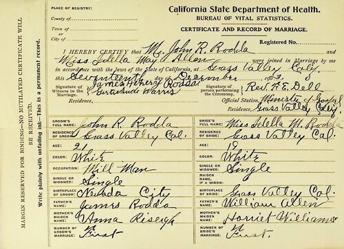 Click to see DR 6 R-114 of Marriage Certificates (DR 6 R)