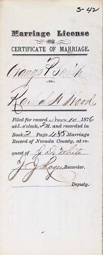 Click to see DR 6 S-42 of Marriage Certificates (DR 6 S)