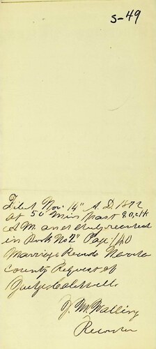 Click to see DR 6 S-49 of Marriage Certificates (DR 6 S)