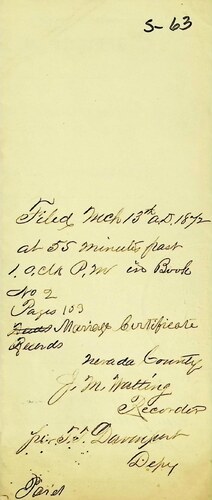 Click to see DR 6 S-63 of Marriage Certificates (DR 6 S)