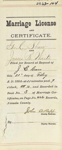 Click to see DR 6 S-104 of Marriage Certificates (DR 6 S)