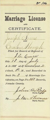 Click to see DR 6 S-106 of Marriage Certificates (DR 6 S)