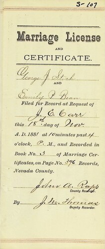 Click to see DR 6 S-107 of Marriage Certificates (DR 6 S)