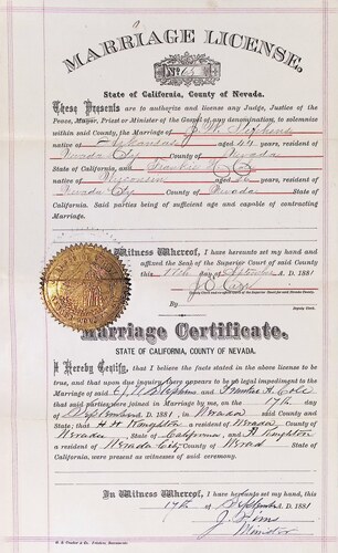 Click to see DR 6 S-109 of Marriage Certificates (DR 6 S)