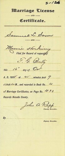 Click to see DR 6 S-127 of Marriage Certificates (DR 6 S)