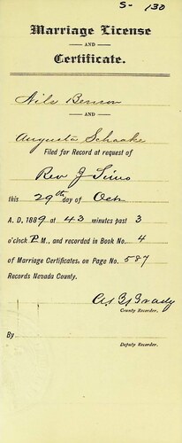 Click to see DR 6 S-131 of Marriage Certificates (DR 6 S)