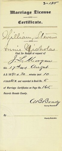 Click to see DR 6 S-136 of Marriage Certificates (DR 6 S)