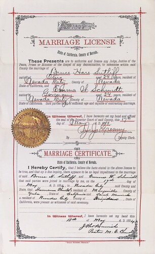 Click to see DR 6 S-144 of Marriage Certificates (DR 6 S)