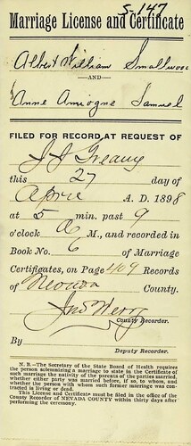 Click to see DR 6 S-147 of Marriage Certificates (DR 6 S)