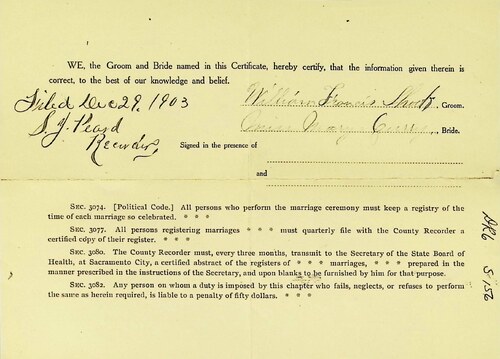 Click to see DR 6 S-156 of Marriage Certificates (DR 6 S)