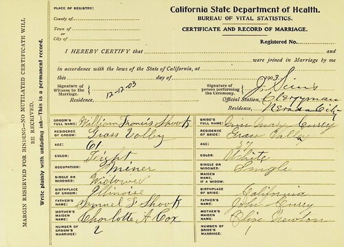 Click to see DR 6 S-156 of Marriage Certificates (DR 6 S)