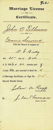 Click to see DR 6 T-61 of Marriage Certificates (DR 6 T)
