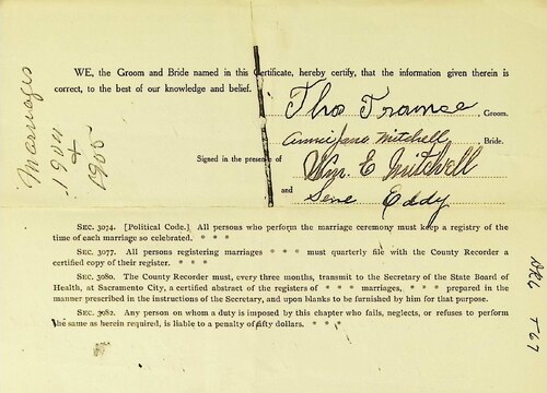 Click to see DR 6 T-67 of Marriage Certificates (DR 6 T)