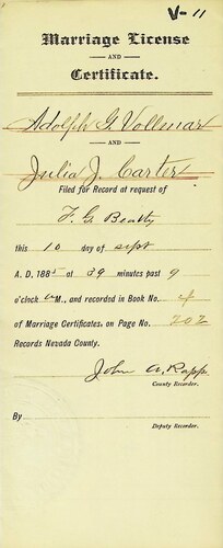 Click to see DR 6 V-11 of Marriage Certificates (DR 6 V)