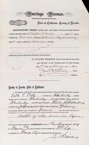 Click to see DR 6 W-20 of Marriage Certificates (DR 6 W)