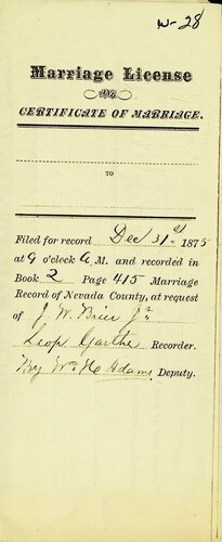 Click to see DR 6 W-27 of Marriage Certificates (DR 6 W)