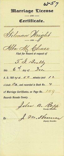Click to see DR 6 W-56 of Marriage Certificates (DR 6 W)