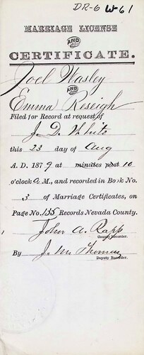 Click to see DR 6 W-61 of Marriage Certificates (DR 6 W)
