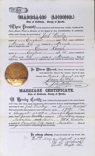 Click to see DR 6 W-61 of Marriage Certificates (DR 6 W)