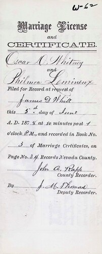 Click to see DR 6 W-62 of Marriage Certificates (DR 6 W)
